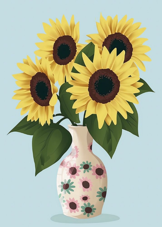 Picture of VASE OF SUNFLOWERS