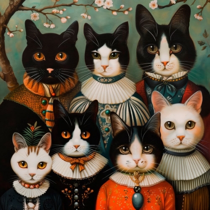 Picture of CAT FAMILIA IN ORNATE ATTIRE