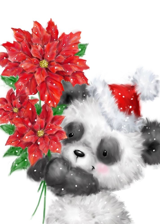 Picture of PANDA WITH POINSETTIAS