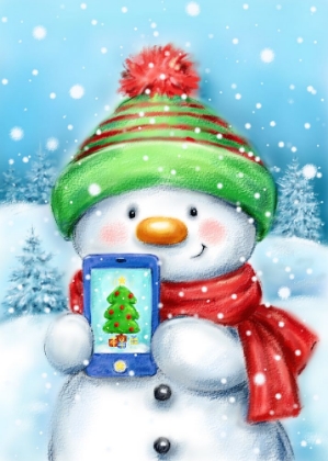 Picture of SNOWMAN WITH CELLPHONE