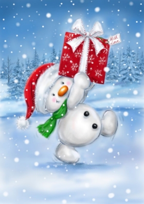 Picture of SNOWMAN WITH PRESENT 1