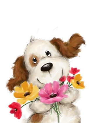 Picture of DOG WITH FLOWERS 2