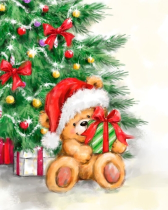 Picture of BEAR IN FRONT OF CHRISTMAS TREE