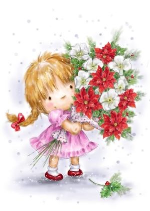 Picture of LITTLE GIRL WITH POINSETTIAS