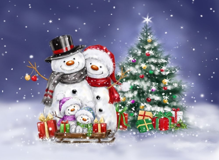 Picture of SNOWMAN FAMILY AND TREE