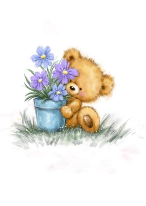 Picture of BABY BEAR WITH FLOWERS