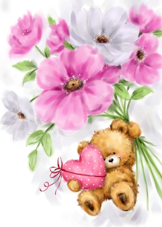 Picture of BEAR HUNG ON FLOWERS