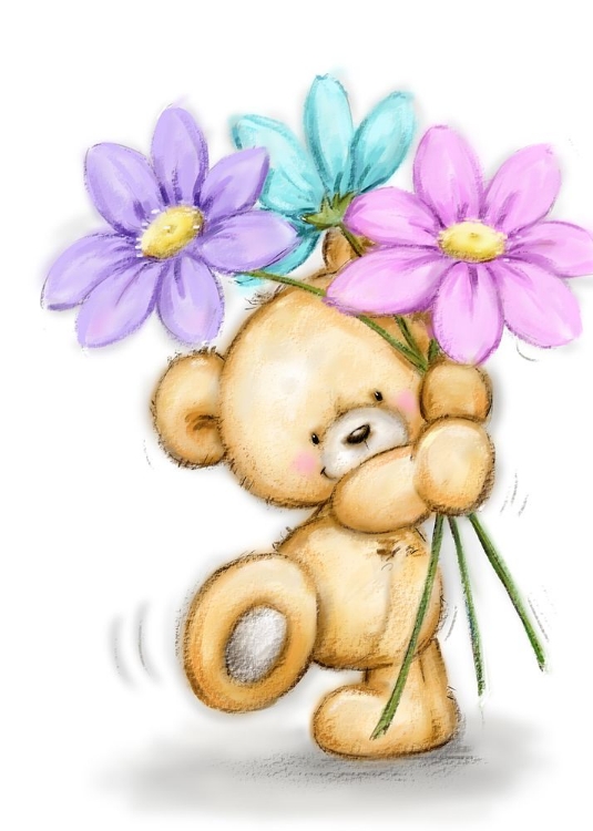 Picture of BEAR WITH THREE FLOWERS