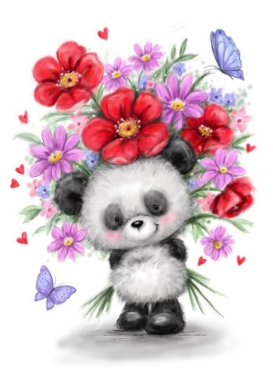 Picture of PANDA WITH FLOWERS