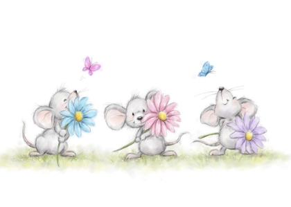 Picture of THREE MICE WITH THREE FLOWERS