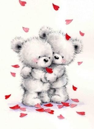 Picture of TWO GREY BEARS WITH HEARTS