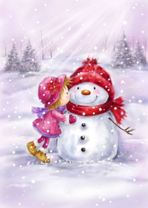 Picture of GIRL KISSING SNOWMAN