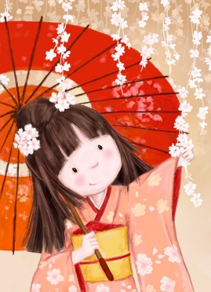 Picture of JAPANESE GIRL WITH UMBRELLA