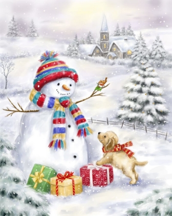 Picture of SNOWMAN WITH DOG