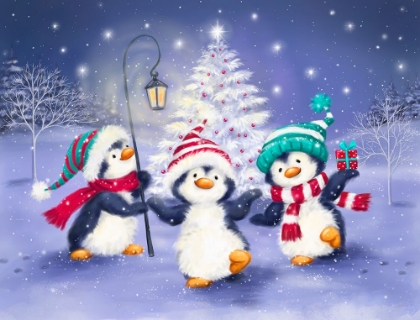 Picture of THREE PENGUINS WITH CHRISTMAS TREE