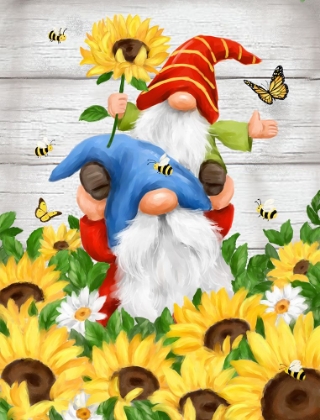 Picture of GNOMES WITH SUNFLOWERS