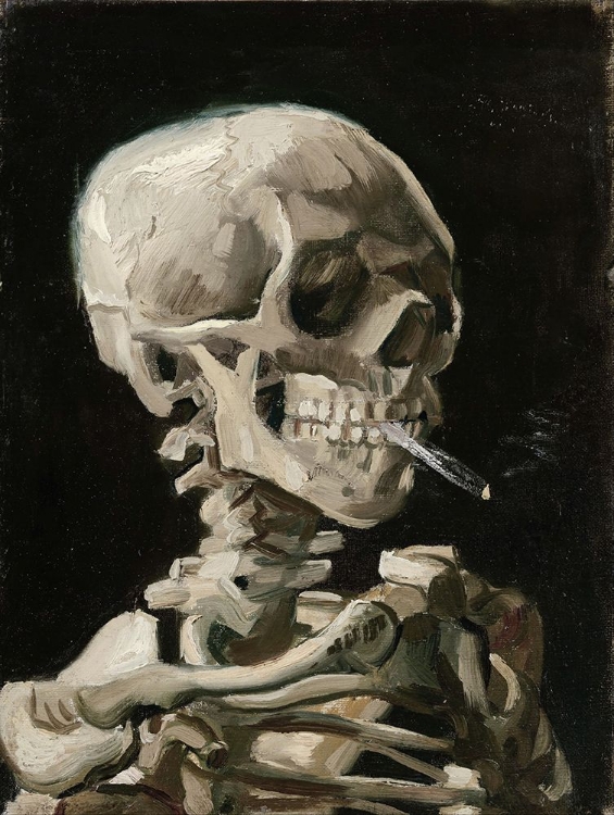 Picture of HEAD OF A SKELETON WITH A BURNING CIGARETTE - VINCENT VAN GOGH