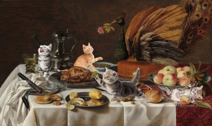 Picture of STILL LIFE WITH PEACOCK PIE - PIETER CLAESZ - REDUX