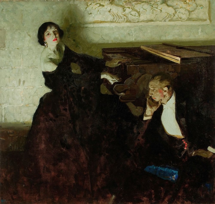 Picture of ROMANTIC COUPLE SEATED BY PIANO 1922