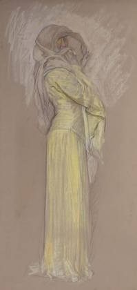 Picture of STUDY, WOMAN IN YELLOW DRESS WITH BROWN VEIL OVER FACE