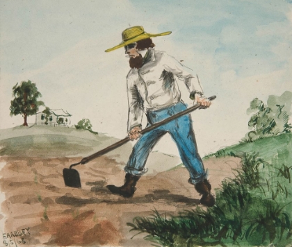 Picture of MAN HOEING A GARDEN 1868