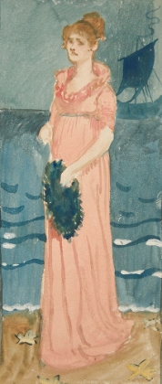 Picture of WOMAN ON A BEACH, SHIP IN DISTANCE