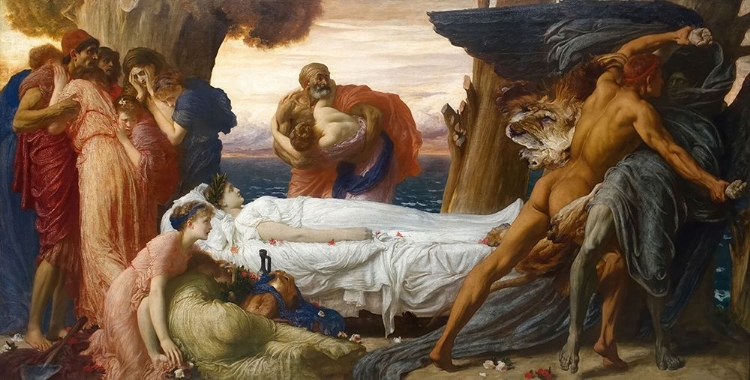 Picture of HERCULES WRESTLING WITH DEATH FOR THE BODY OF ALCESTIS 1869